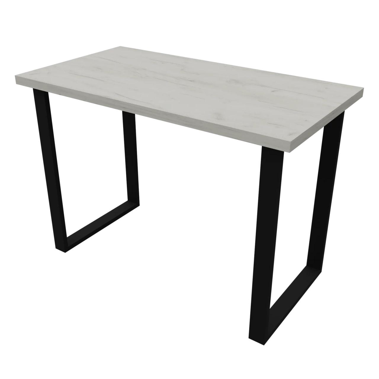 Стол обеденный прямоугольный Неман Терра металл/ЛДСП 580х1180 мм Черный/Дуб белый крафт (47361)