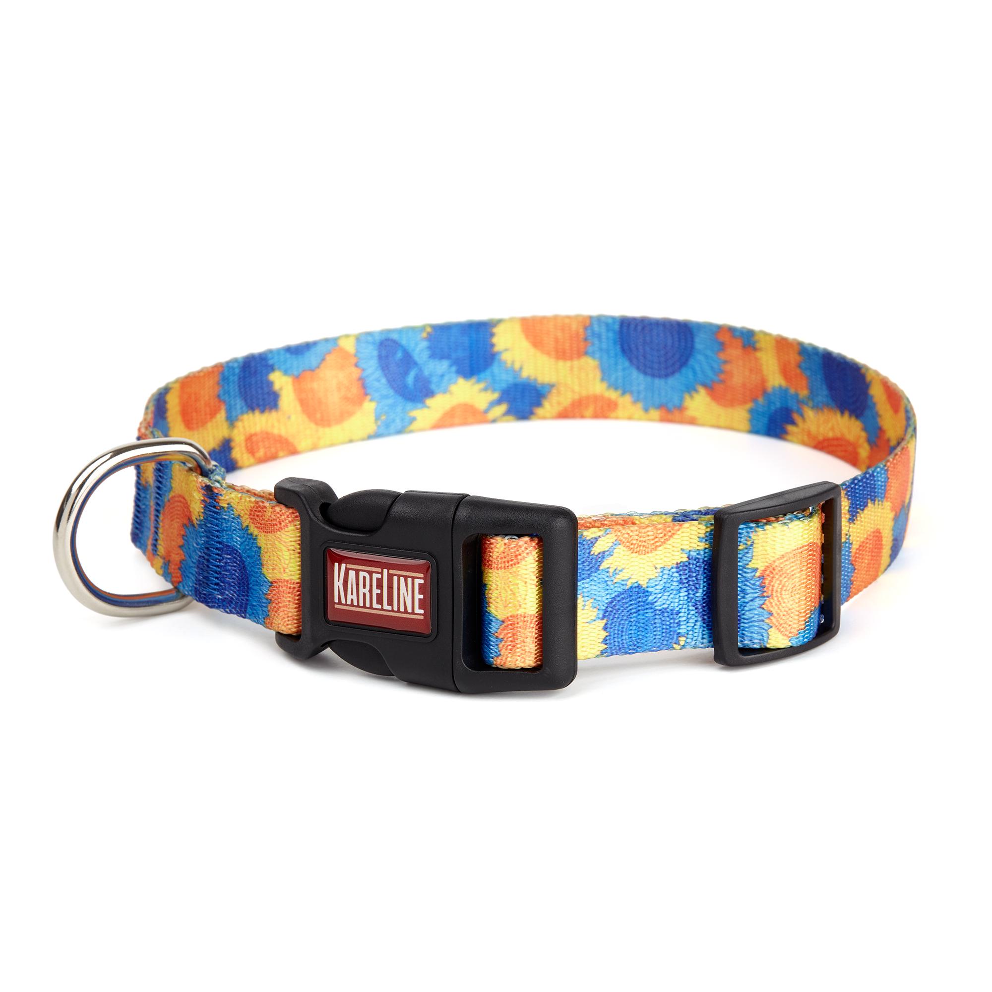 Ошейник KareLine SUNFLOWERS из нейлона с пластиковой пряжкой 25 мм 350-520 мм (0803/11)