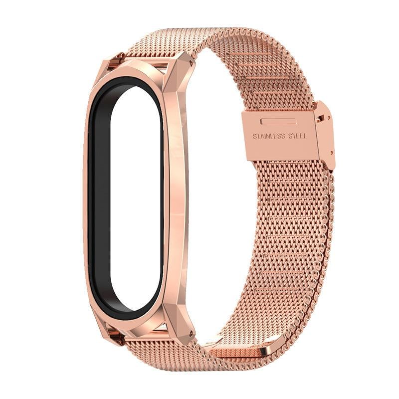 Ремінець для смарт-браслетів MiJobs GT металевий міланська петля для Xiaomi Mi Band Mi Band 5/4/3 Золотий/Рожевий (2351P)