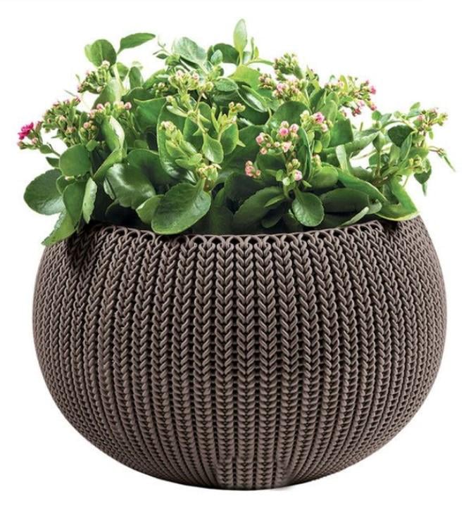 Кашпо круглое Keter Cozy М подвесное со вставкой 36х36х22,5 см Коричневый (CNT00012219)