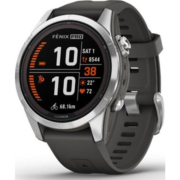 Смарт-годинник Garmin Fenix 7S Pro Solar Silver Band Graphite (010-02776-00/01)
