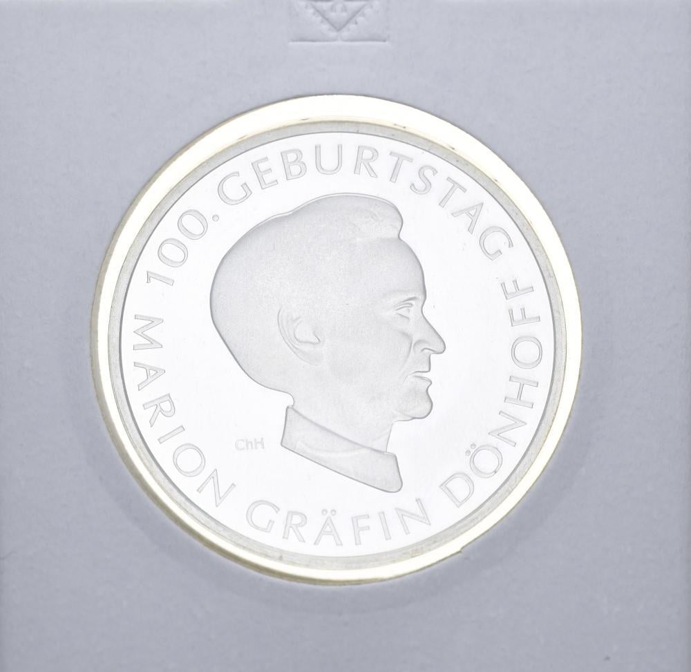 Коллекционная монета Германия 10 евро 2009 Марион Донхофф Серебро UNC (М10917)