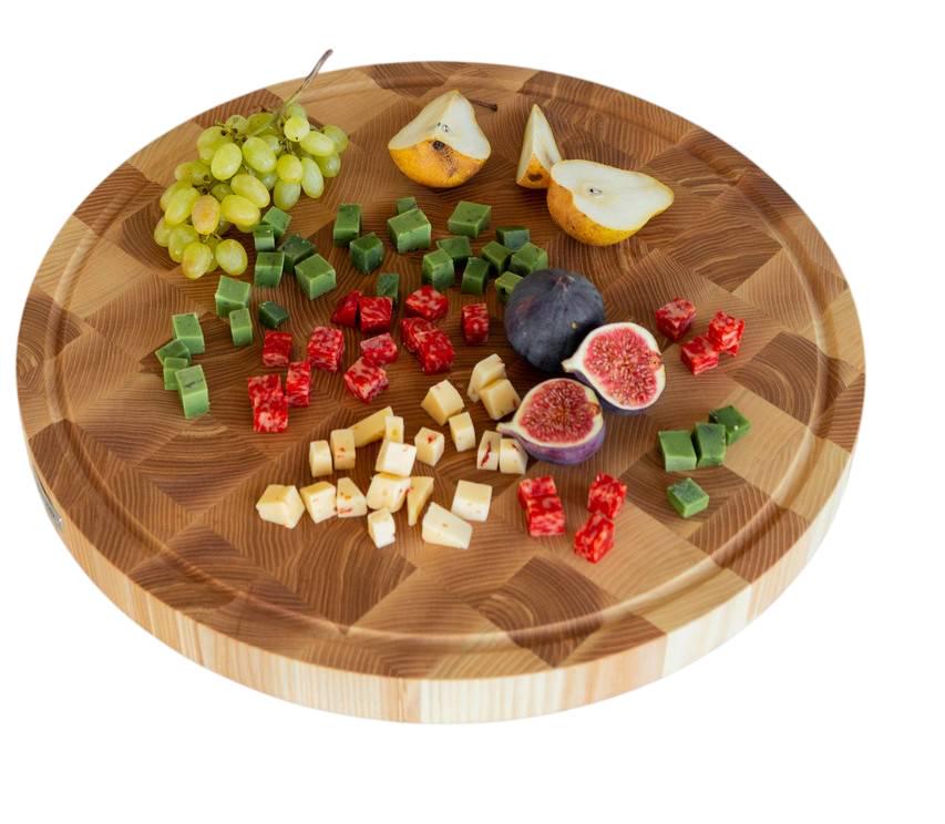 Доска разделочная из дерева круглая BVD39 торцевая диаметром 45 см (1234)