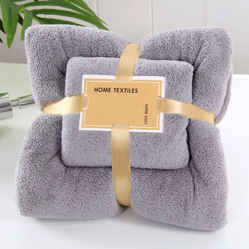 Набір рушників для обличчя і тіла флісових 2 шт. Сірий (polotenca_2v1_grey) - фото 1