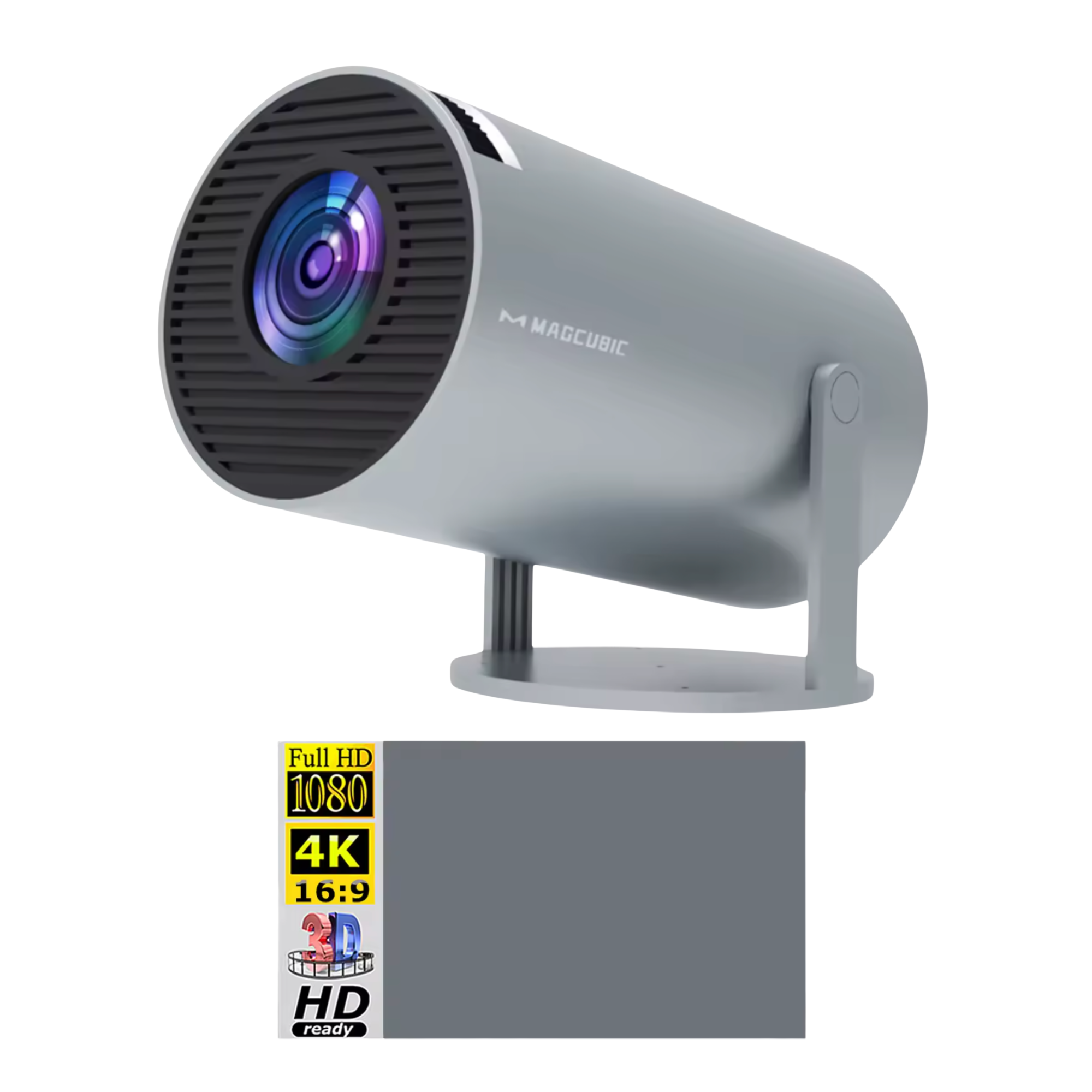 Комплект для домашнего кинотеатра проектор Magcubic HY300 PRO Grey/экран 100" (26408050)