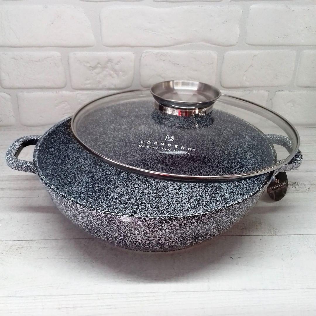Котел-жаровня Edenberg EB-8041 сковорода с мраморным антипригарным покрытием 3,3 л 28 см - фото 4