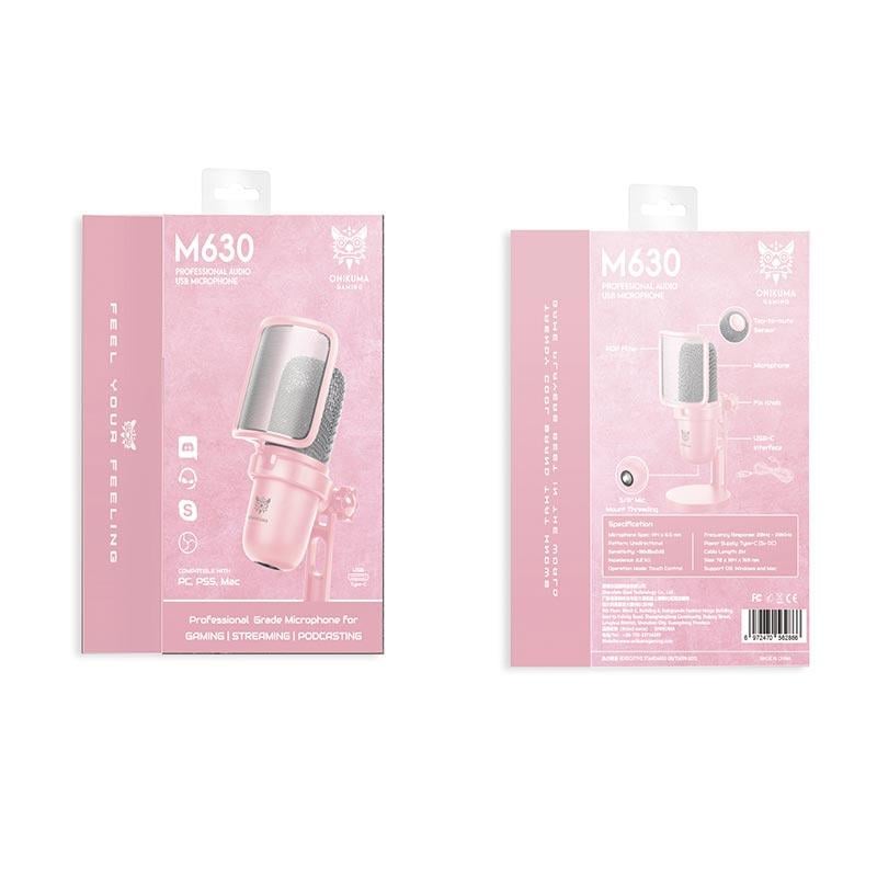 Микрофон для ПК для стриминга подкастов Onikuma USB Gaming Microphone M630 USB Pink (2592968407) - фото 2