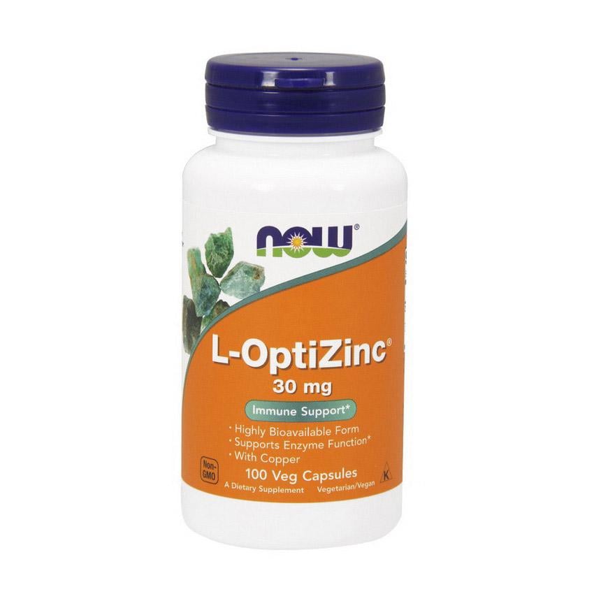 Цинк L-OptiZinc с медью NOW L-OptiZinc 30 mg 100 капс.
