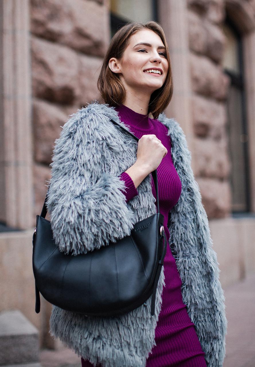 Женская сумка кожаная Круассан Krast Черный (A-026597)