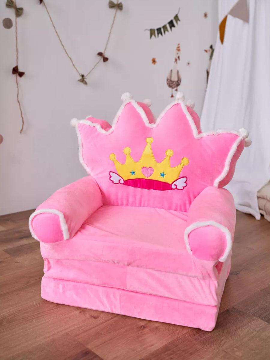 Кресло плюшевое Корона раскладное в детскую комнату для девочек 120 см Розовый (280024) Кресло плюшевое Корона раскладное в детскую комнату для девочек 120 см Розовый (280024)