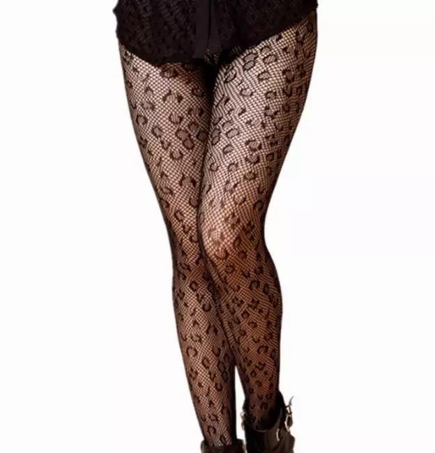 Колготки в сетку леопардовые женские One size Черный (56311) - фото 4