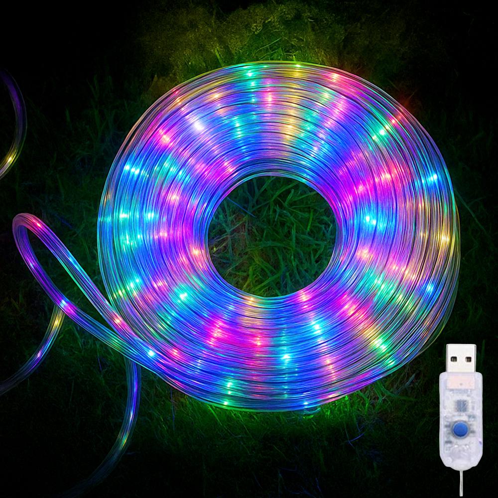 Гирлянда роса в силиконовой трубке 10 м от USB 100LED RGB