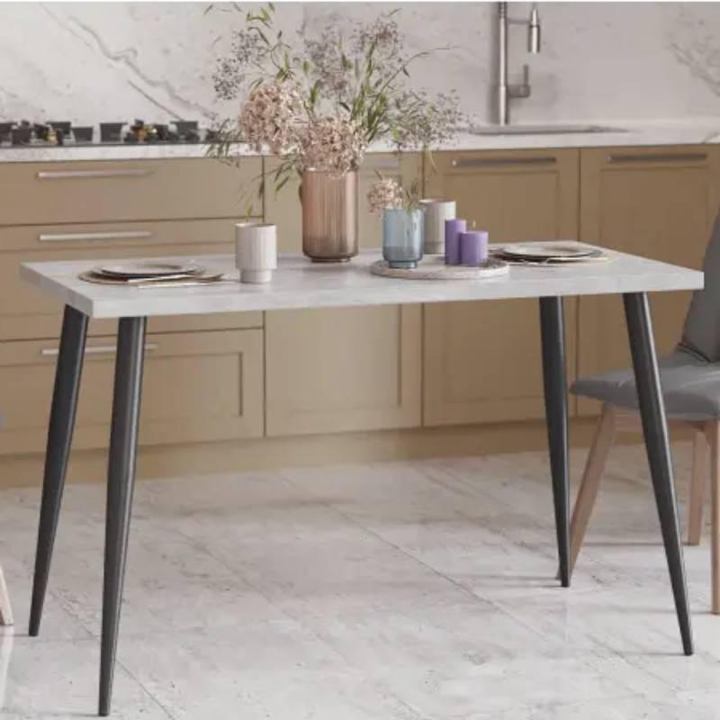 Обеденный стол Ferrum-decor Марсель 50 металл/ДСП 32 мм 75x120x60 см Черный/Бетон (FRD-106695)
