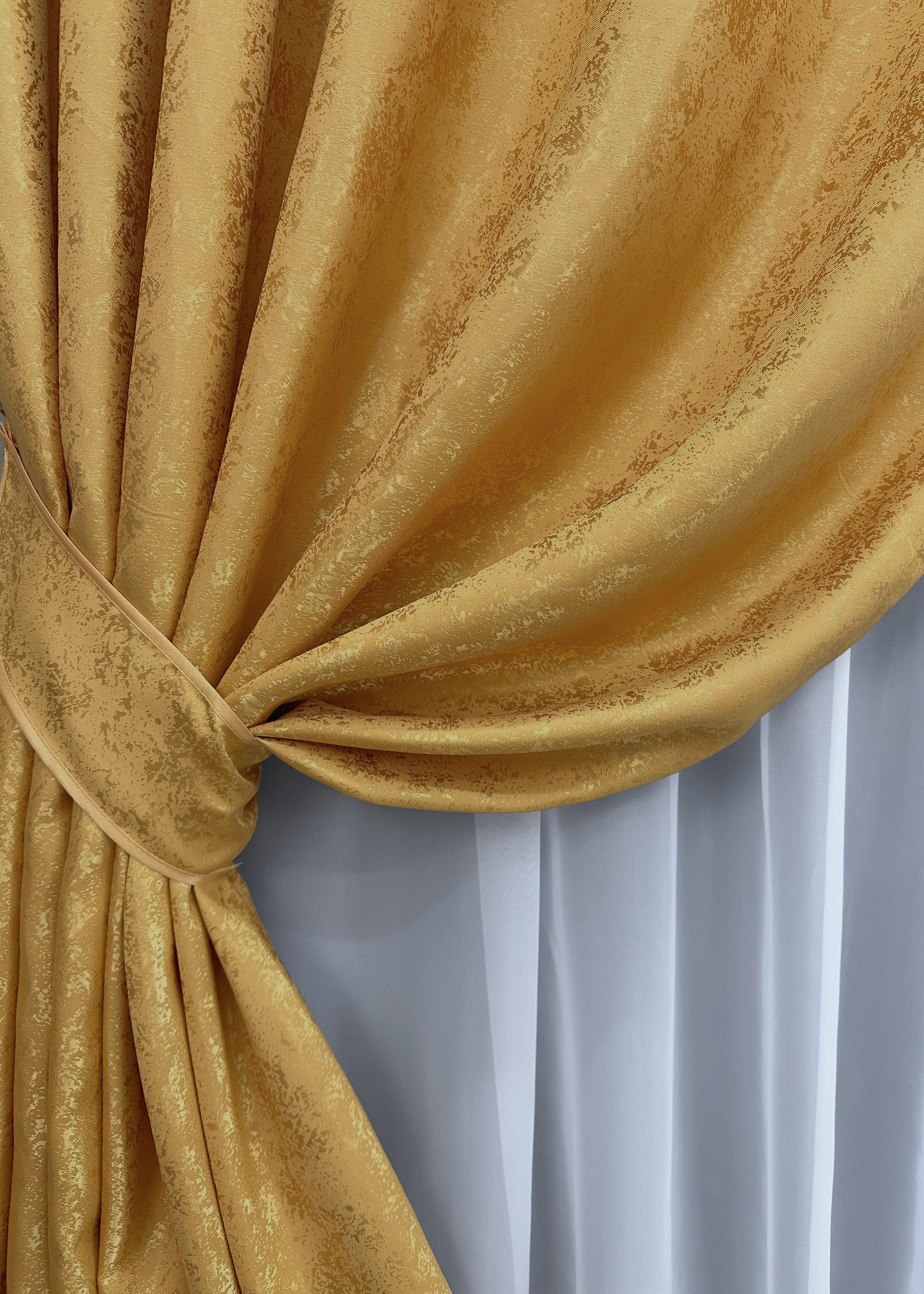 Комплект штор VR-Textil Мармур Al1 №614ш жакард 100х270 см 2 шт. Золотистий (31-067) - фото 5