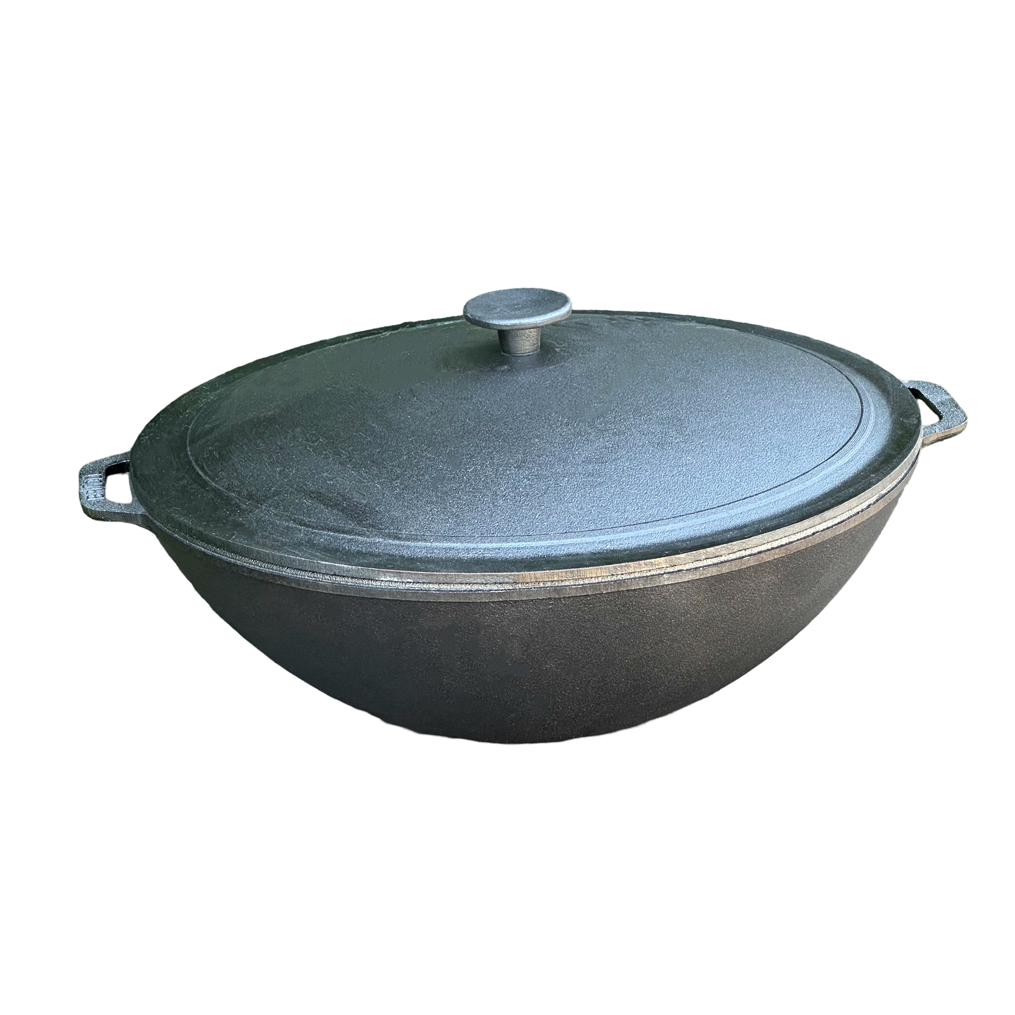 Сковорода для відкритого вогню WOK-08 чавунна на 8 л з кришкою Сірий (136-17-4827005590871)