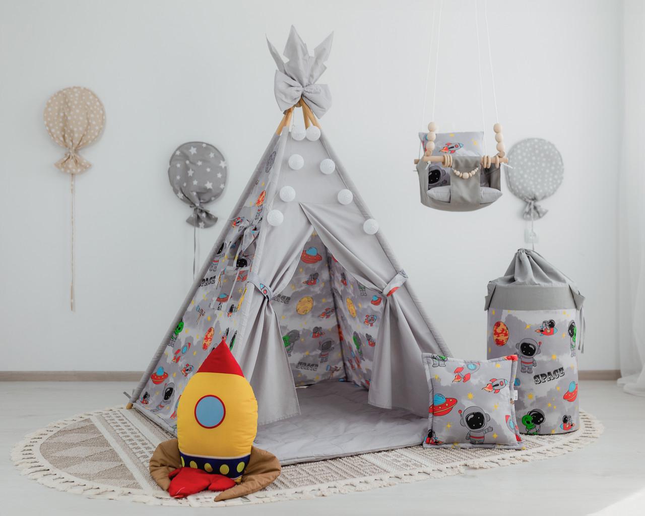 Вігвам дитячий Космос з килимком і подушками з кошиком для білизни - фото 2 Вігвам дитячий Космос з килимком і подушками з кошиком для білизни - фото 2