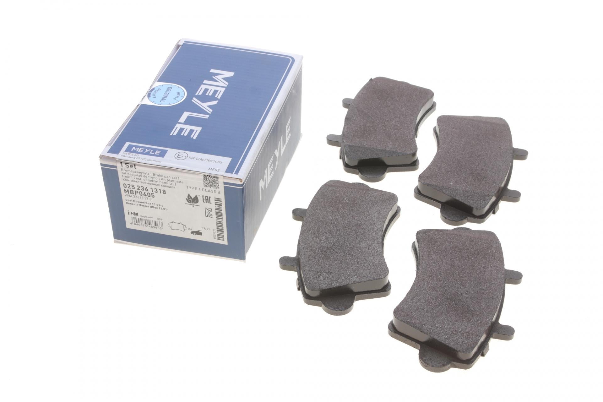 Колодки тормозные передние Meyle для Renault Master 98- R16" (025 236 1318)