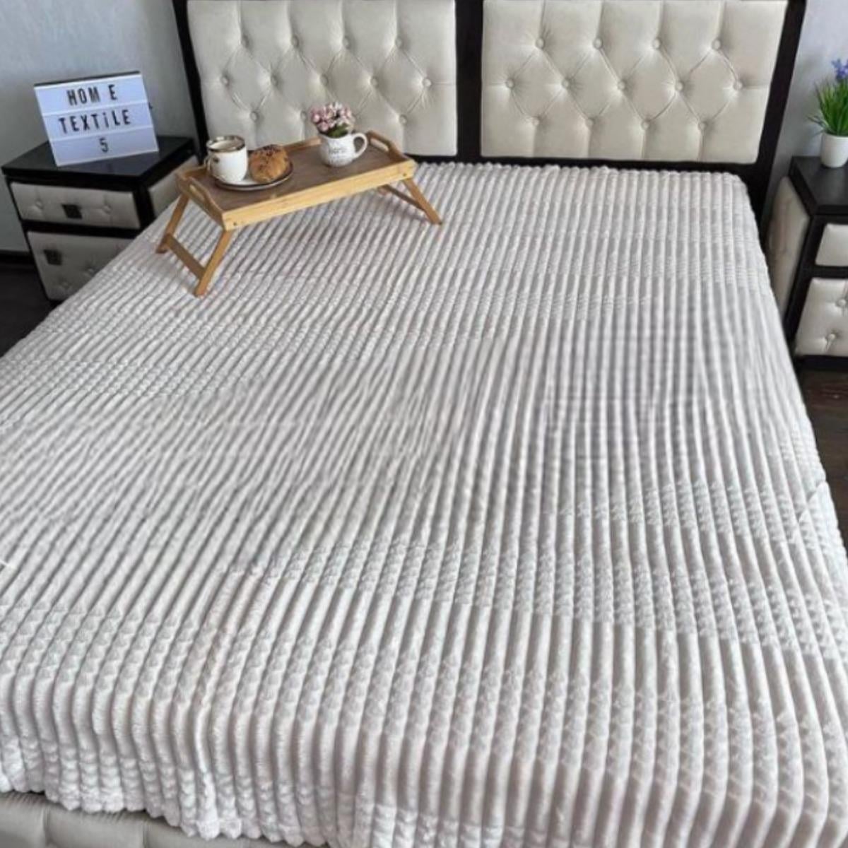 Плед Colorful Home Полоска Кубик евро 200х220 см Айвори (37029)