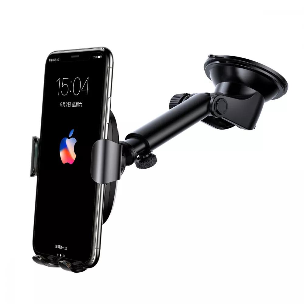 Автодержатель механический с Беспроводной Зарядкой BASEUS Gravity Car Mount Osculum Type 1.7A WXYL-A01 black - фото 4