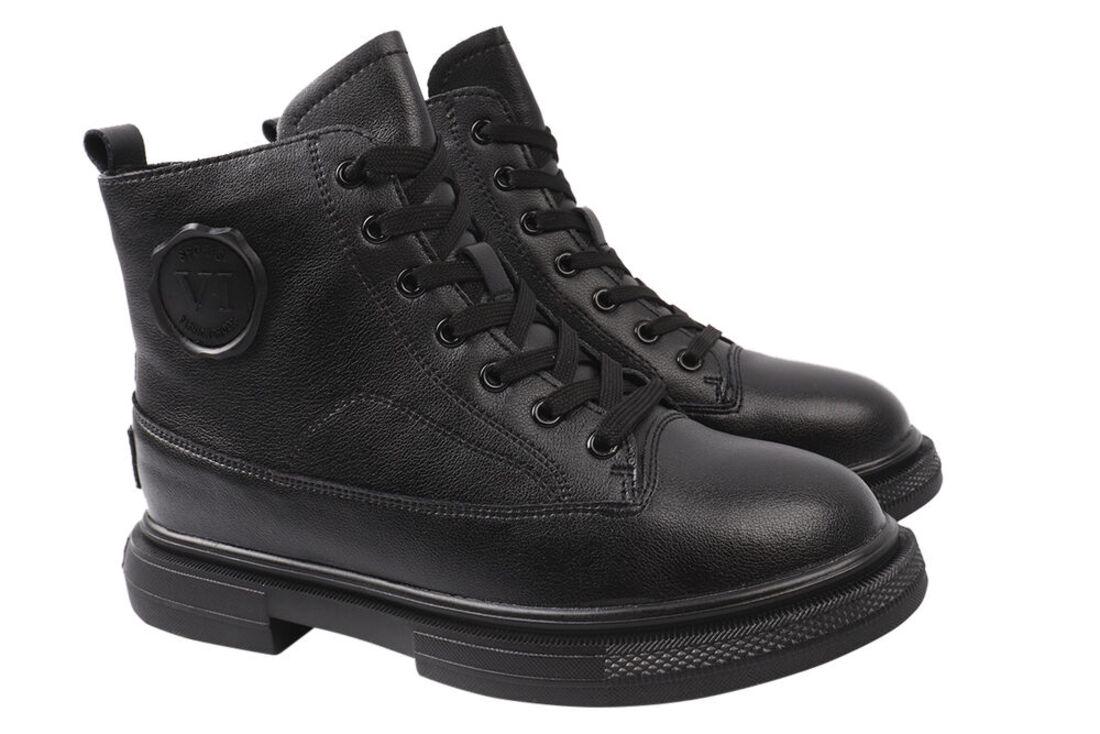 Ботинки женские Vikonty из кожи на платформе на шнуровке р. 38 Черный (150-20DHC)