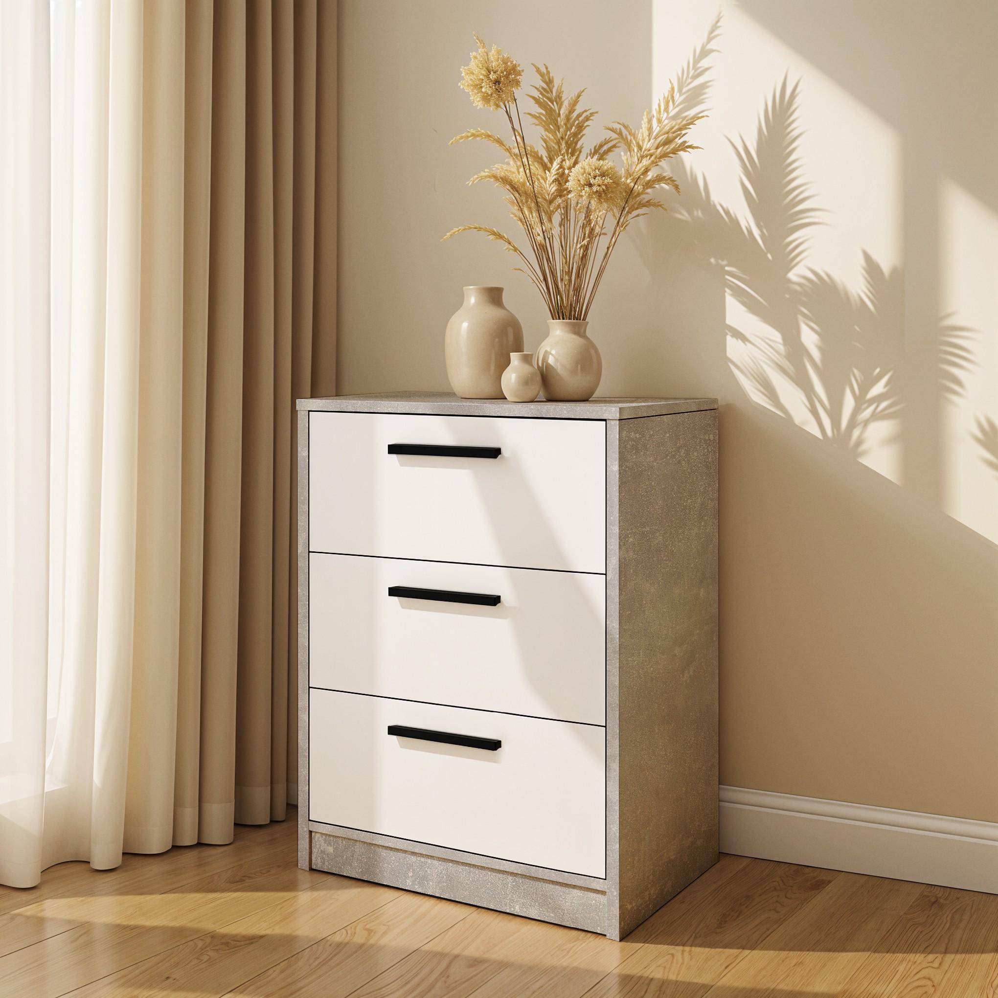 Комод на 3 шухляди Asti 494х354х700 мм Бетон/Білий