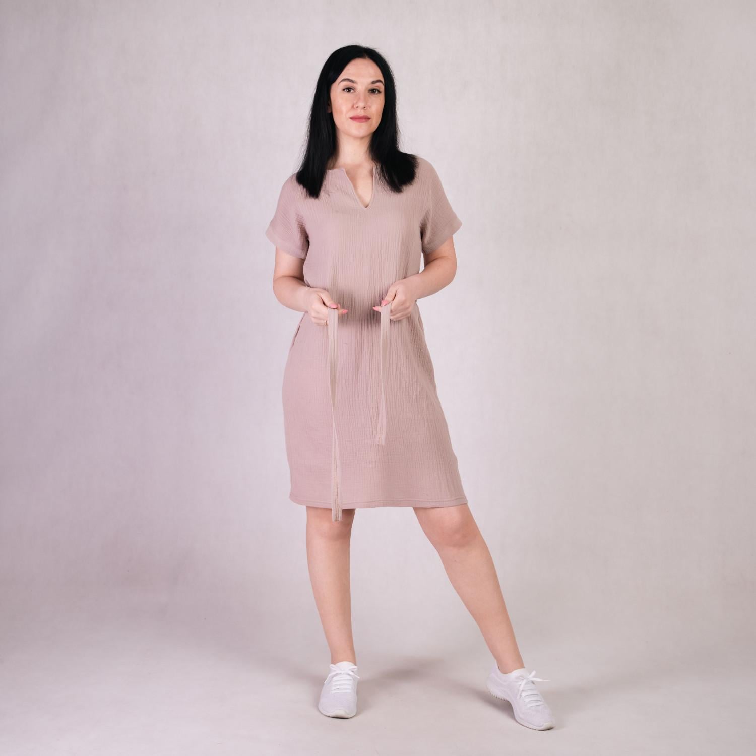 Платье женское миди с поясом Tina TN5-2146 р. 44-46 Бежевый