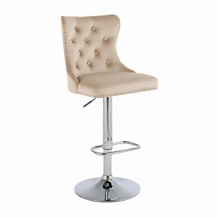 Барний стілець Crystal Velvet з декоративним левом Бежевий (29732733) - фото 1