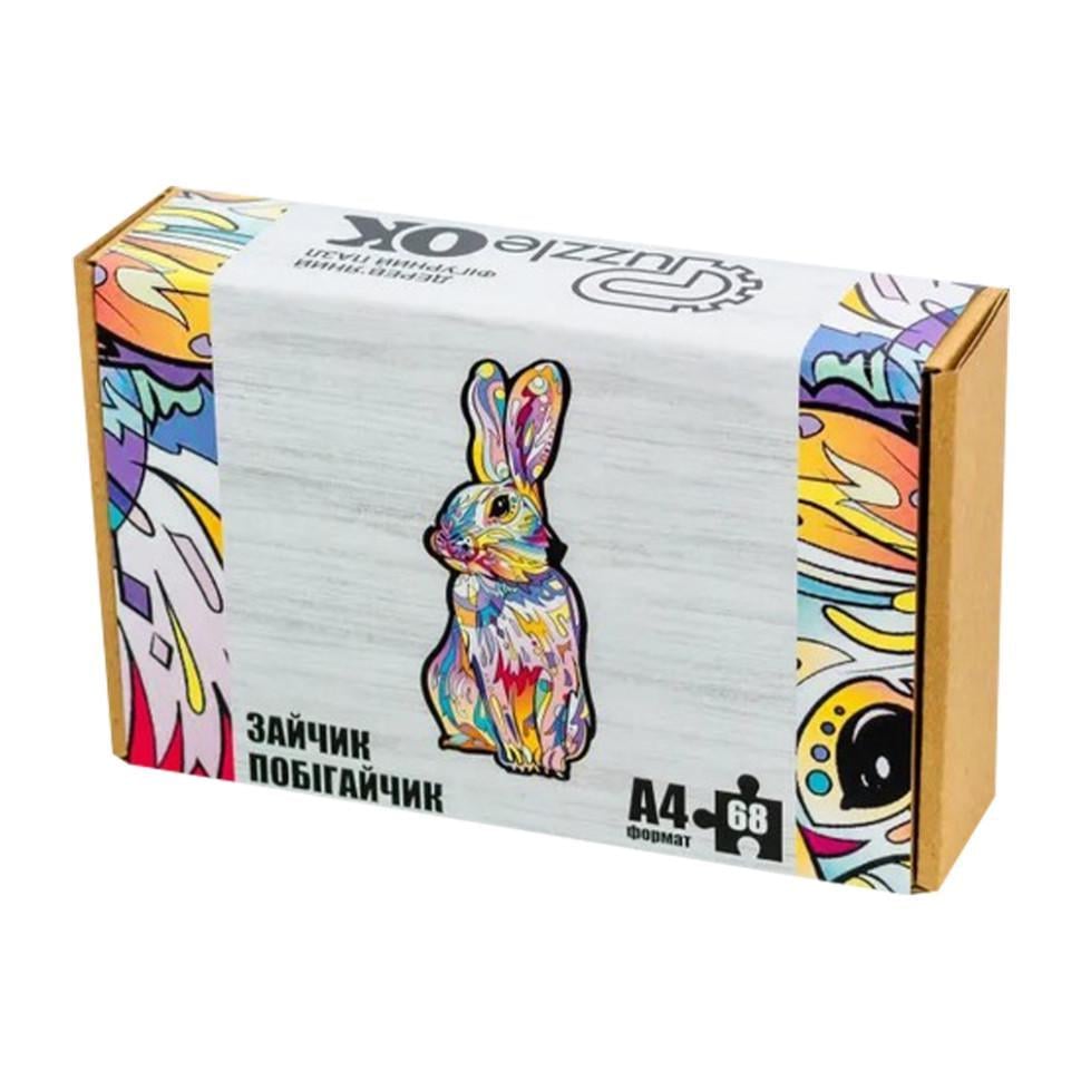 Пазл фігурний дерев'яний "Зайчик побігайчик" A4 68 деталей (PuzA4-00757) - фото 1 Пазл фігурний дерев'яний "Зайчик побігайчик" A4 68 деталей (PuzA4-00757) - фото 1