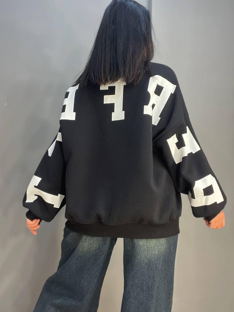 Свитшот женский DAVRAS 6001 PERFECT удлиненный утепленный на флисе OS Черный (1049) - фото 9 Свитшот женский DAVRAS 6001 PERFECT удлиненный утепленный на флисе OS Черный (1049) - фото 9