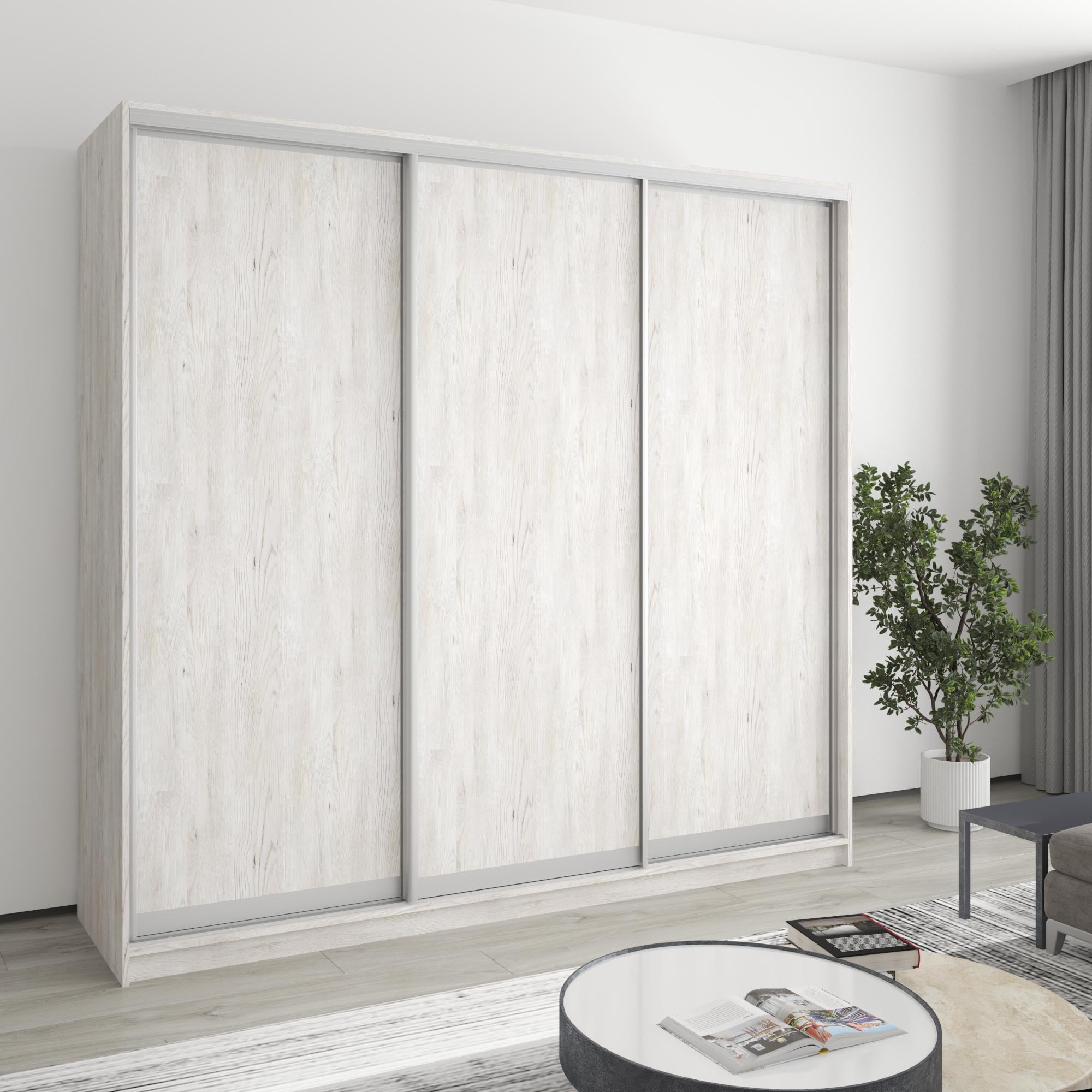 Шкаф-купе трехдверный MebelStar Стандарт AL 3ДСП 220x60x210 см Аляска серый (MBS-2888) Шкаф-купе трехдверный MebelStar Стандарт AL 3ДСП 220x60x210 см Аляска серый (MBS-2888)