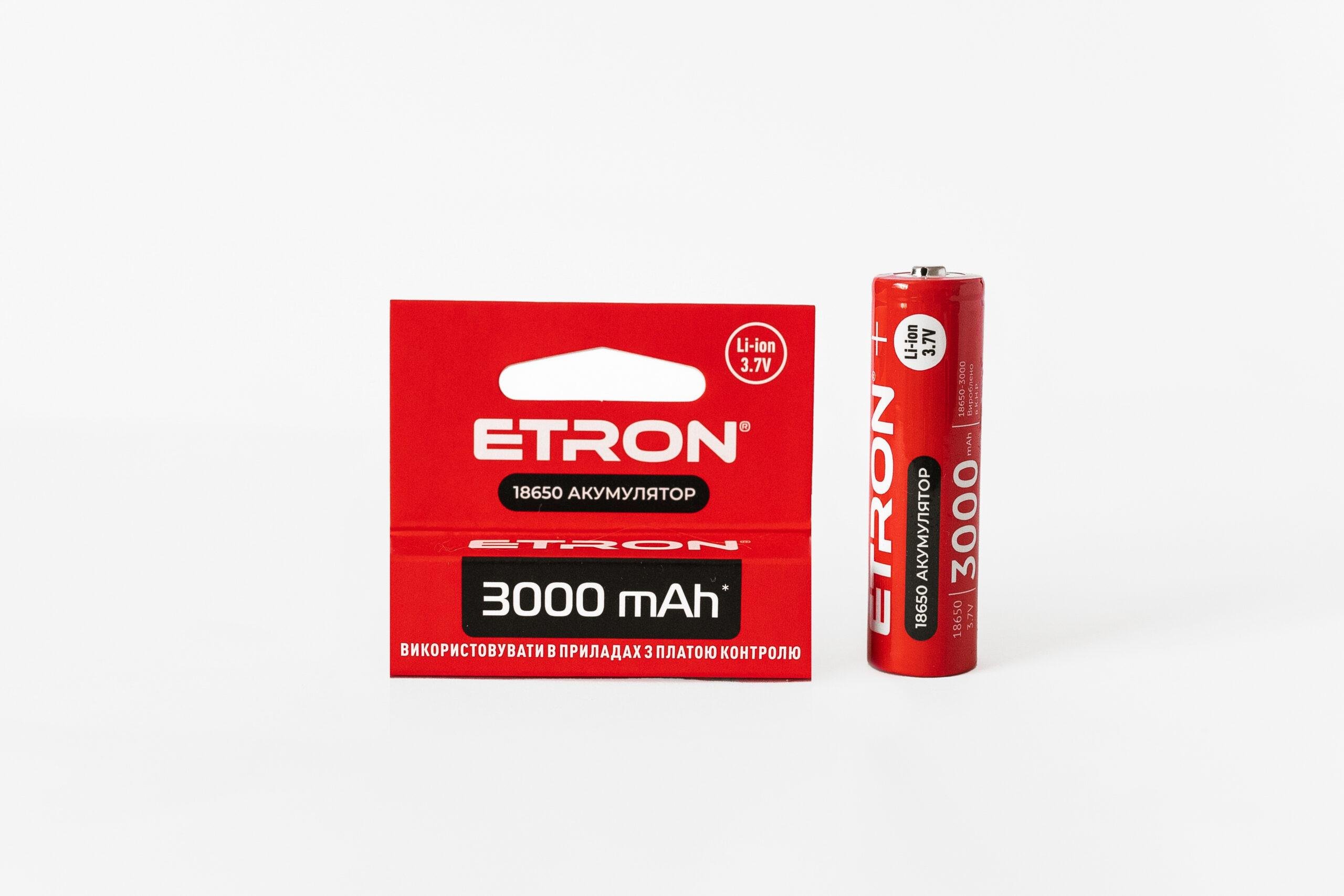 Аккумулятор ETRON Ultimate Power 18650 3000 mAh без защиты - фото 1