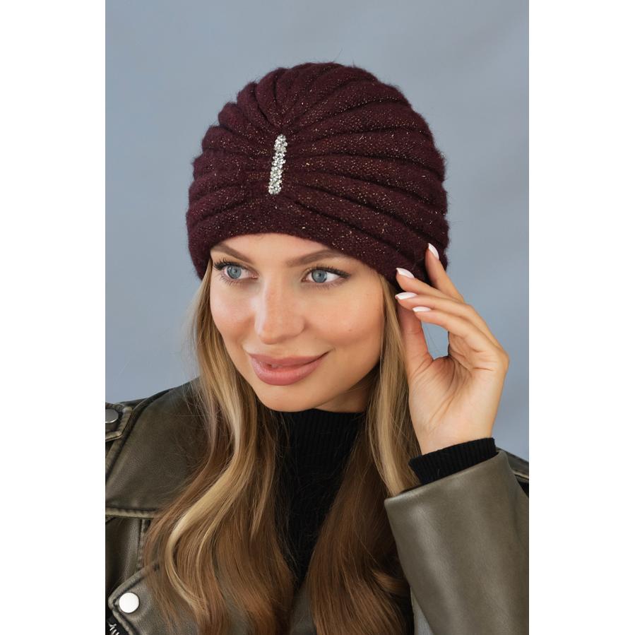 Шапка женская с люрексом Braxton 7243 one size Бордовый