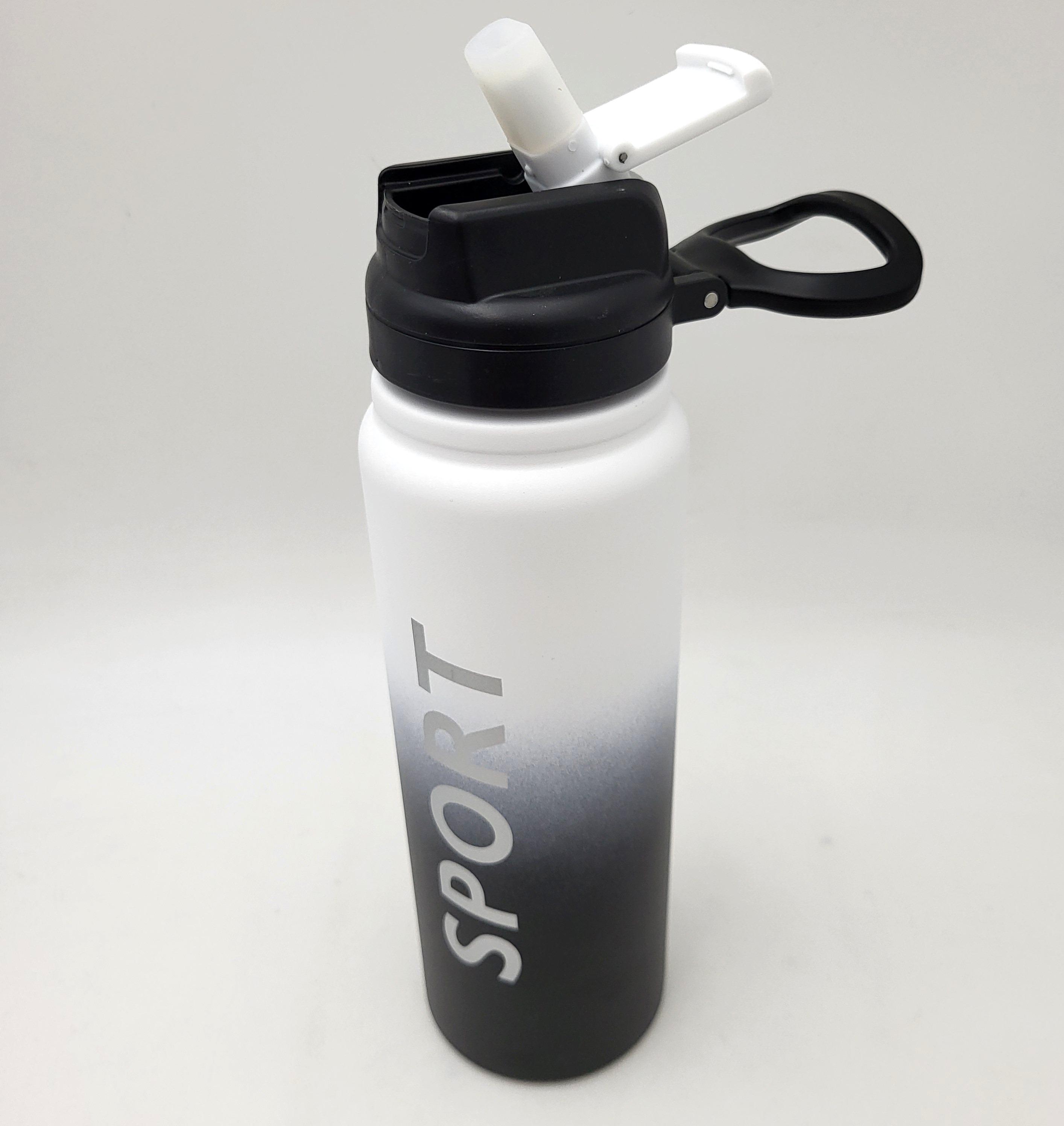 Термос для воды с трубочкой SPORT 500 мл Черно-белый