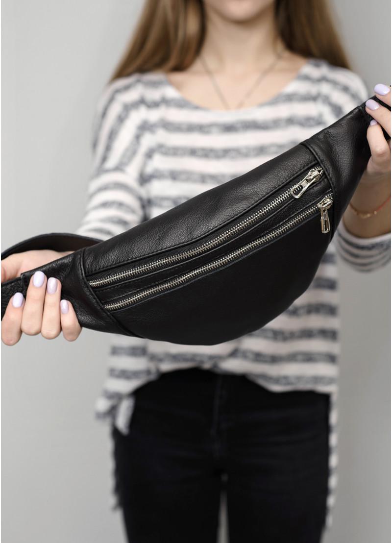 Сумка на пояс кожаная Sambag Soho MTSw Черный (11085)