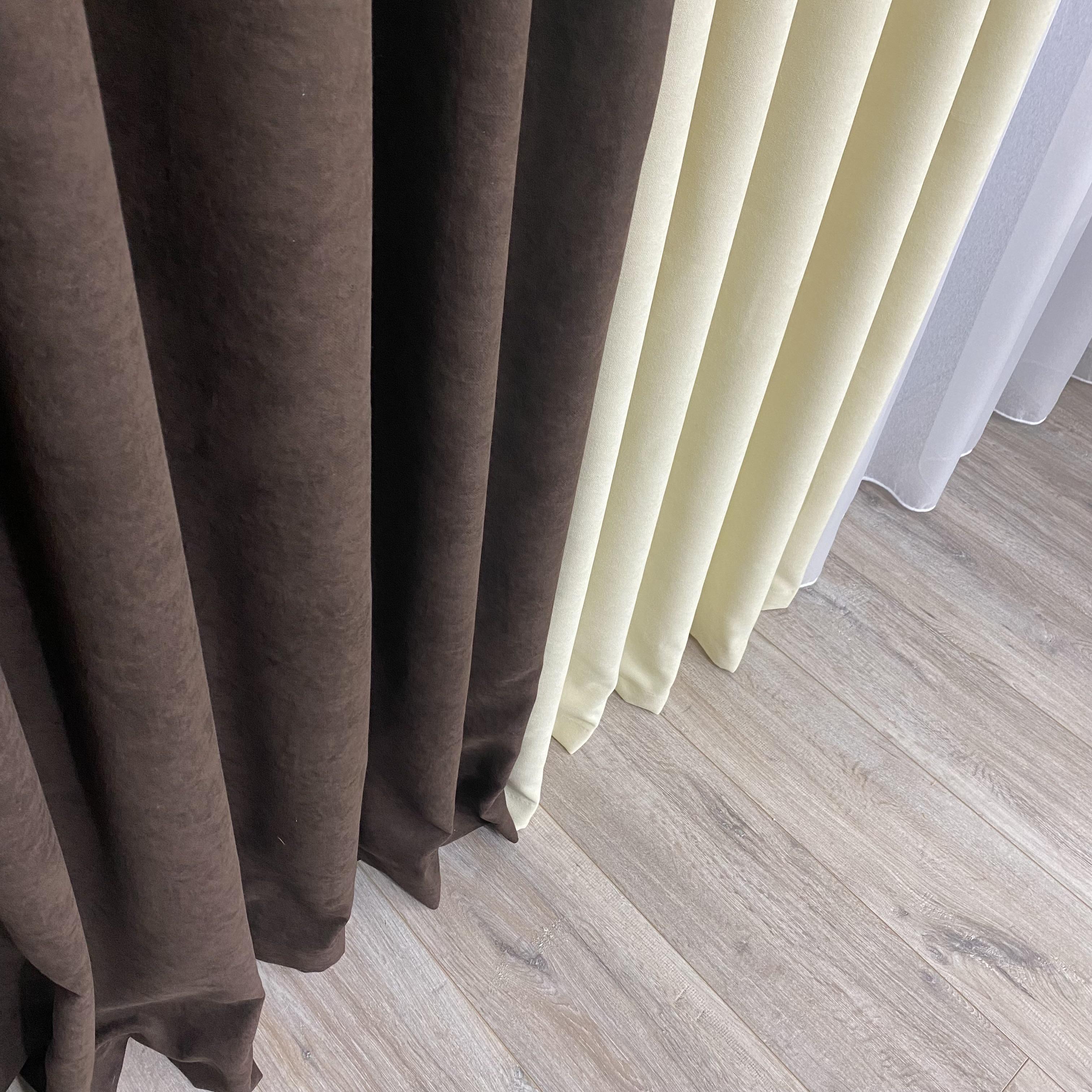 Шторы микровелюр TG Home Дуэт №450 1,50х2,70 м Шоколадно-кремовый (450-217/250) - фото 4
