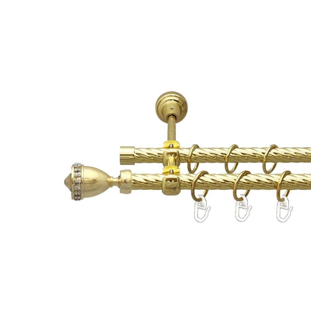 Карниз Orvit Етернія металевий дворядний відкритий скручена труба кільце металеве 16/16 мм 300 см Золото (00-00024915)