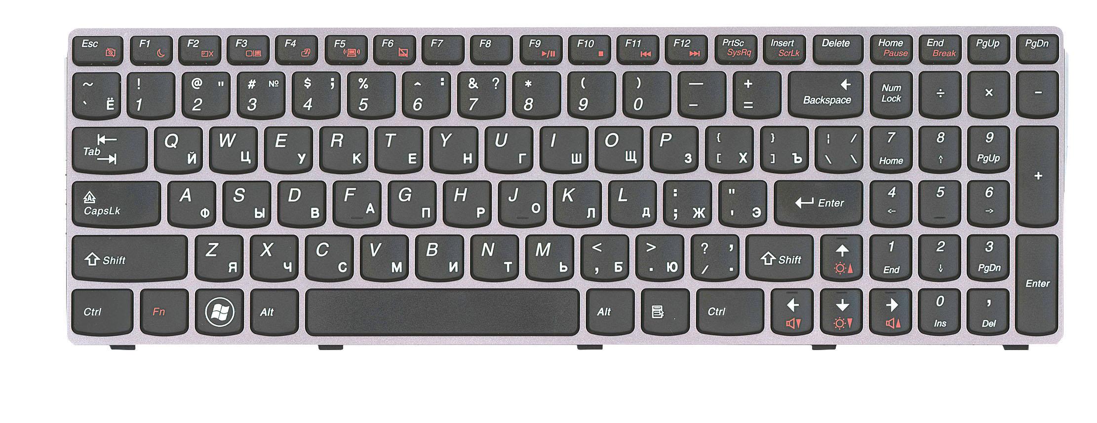 Клавиатура для ноутбука Lenovo IdeaPad B570 Gray Frame Black