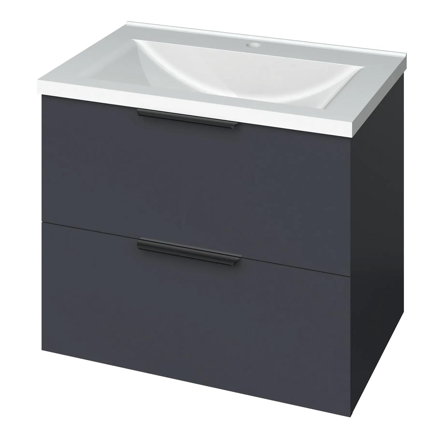 Тумба для ванной MIRATER Фест 585x600 подвесная с умывальником Глория 60 Черный (MRT-000007239)