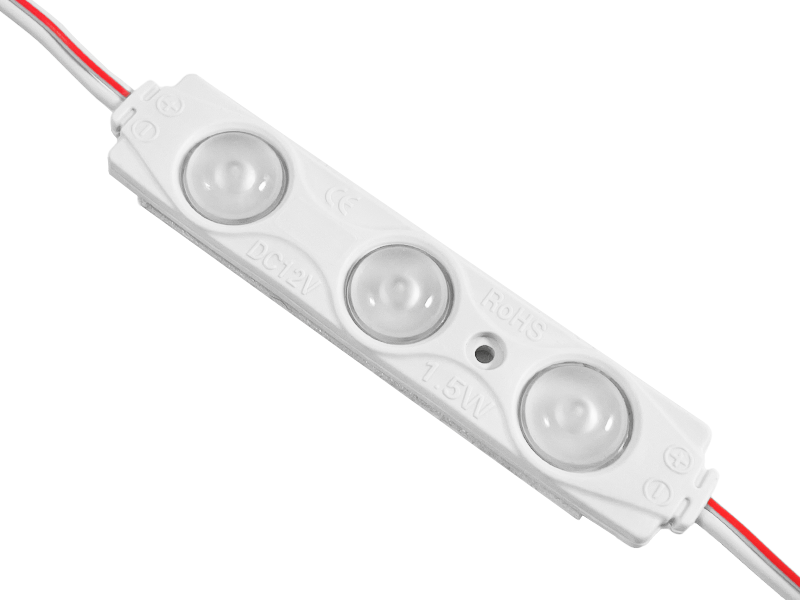 Светодиодный модуль с линзой SMD2835 3 LED 12В 1.5Вт IP65 холодный белый (5794)