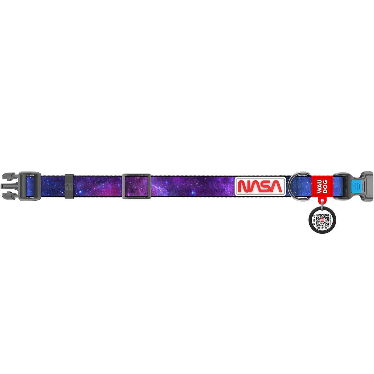 Нашийник для собак нейлоновий Waudog Nylon NASA21 з QR паспортом/фастекс із замком S 25-35 см 15 мм (4501-0148)