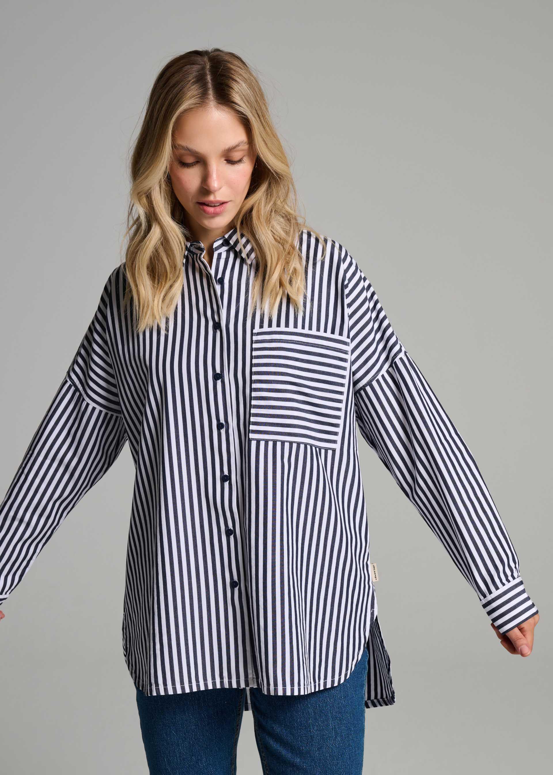 Сорочка жіноча Diverse KIENTI XS Синьо-білий (5905384118707) - фото 3