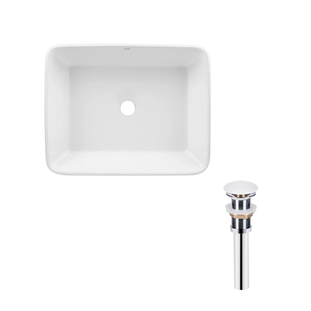 Раковина накладная Qtap Tern прямоугольная с донным клапаном 370x480 мм Белый глянцевый (SD00053425)