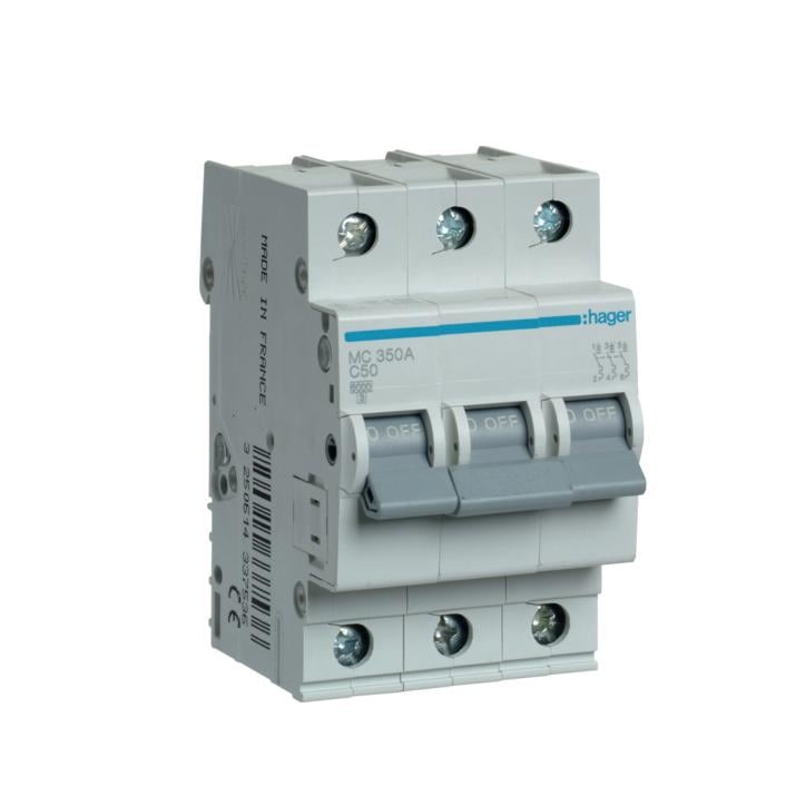 Автоматический выключатель Hager 3P 50A C 6 kA MC350A 3M
