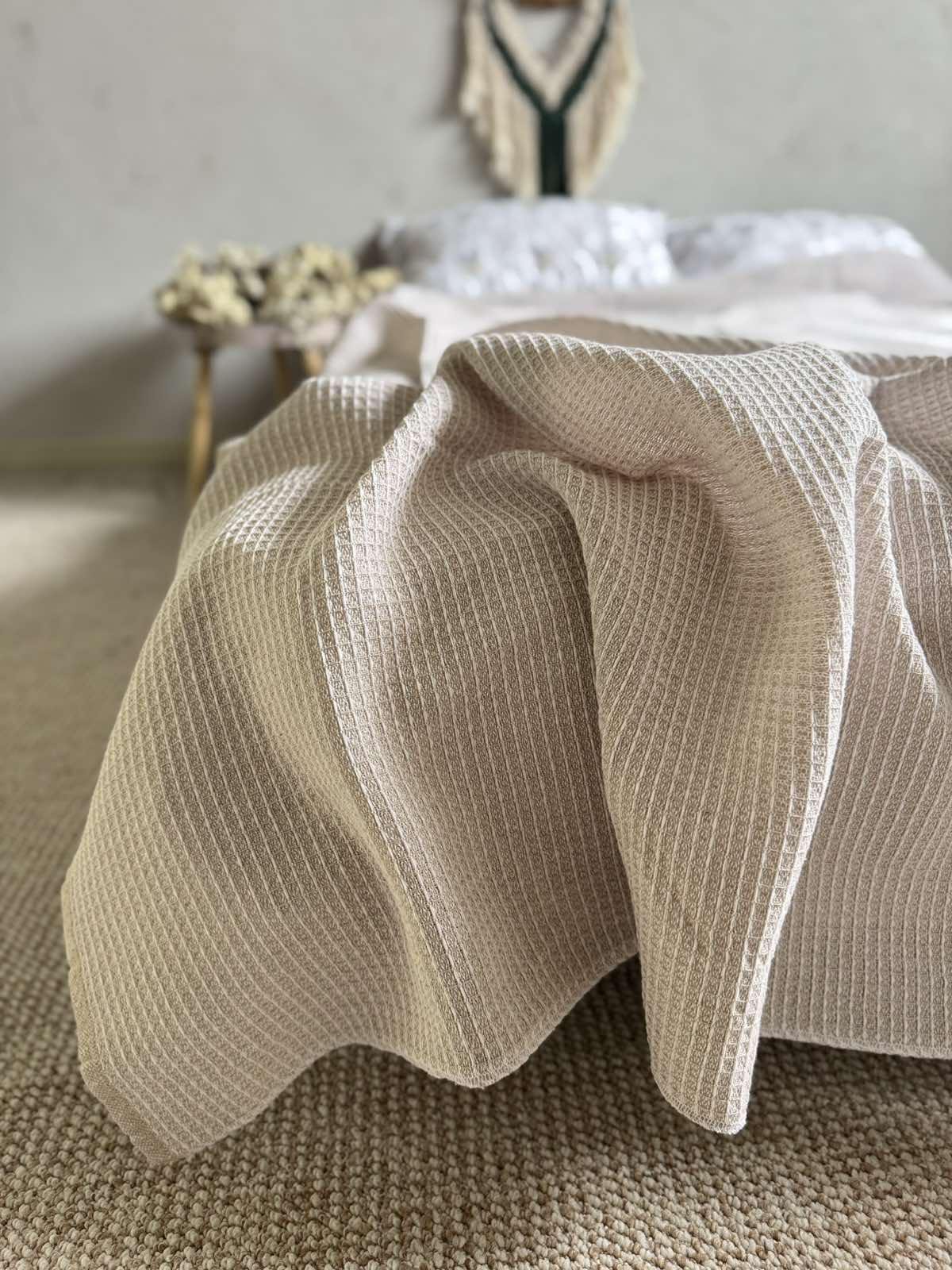 Простынь вафельная ZEINTEX хлопчатобумажная 200х220 см Бежевый (26416466) - фото 8