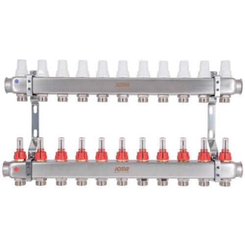 Коллектор для теплого пола ICMA 87K073179PT32QU 11 контуров с расходомерами 1"/3/4" (249945)