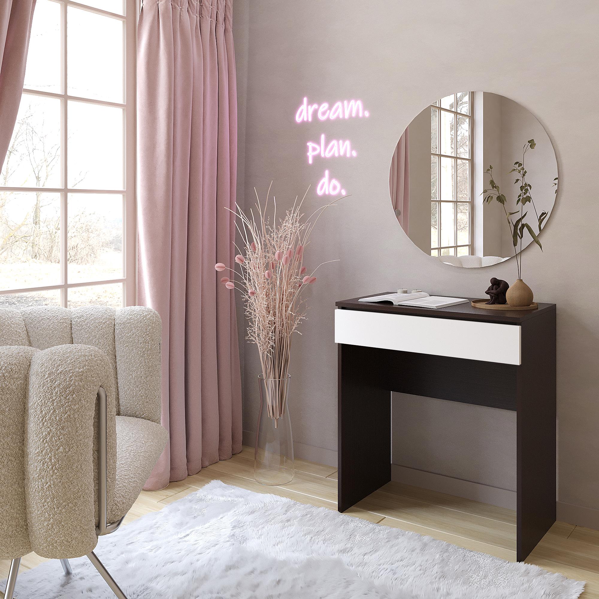 Туалетний столик із круглим зеркалом ТЗ-софт 750x700x450 мм Венге магія/Білий - фото 1 Туалетний столик із круглим зеркалом ТЗ-софт 750x700x450 мм Венге магія/Білий - фото 1