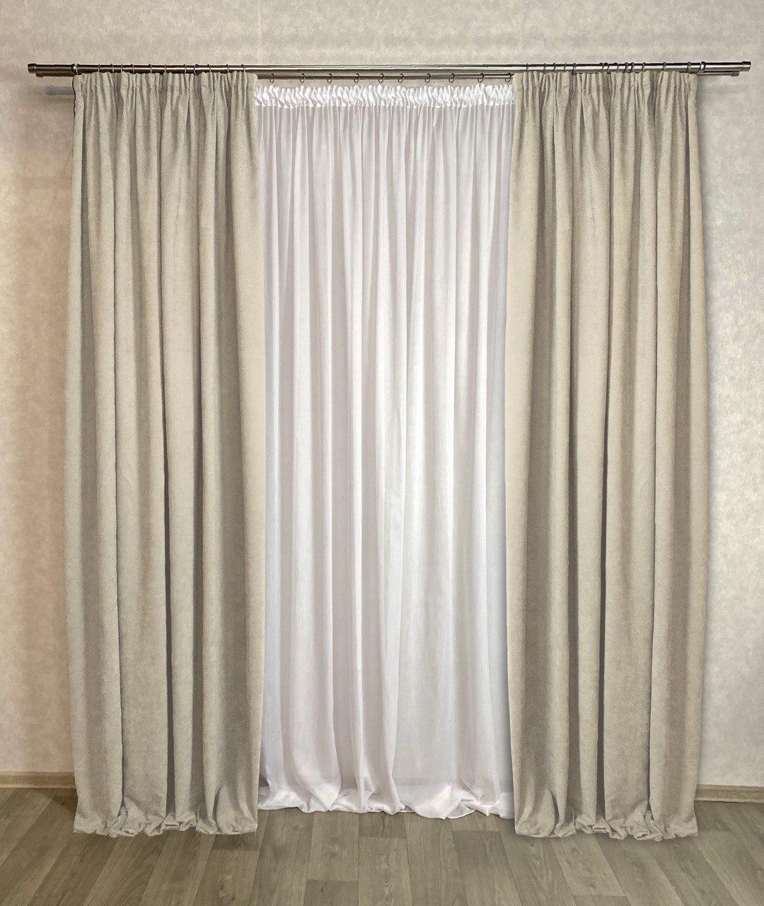 Комплект штор Diamond микровелюр 300х280 см 2 шт. Песочный - фото 1 Комплект штор Diamond микровелюр 300х280 см 2 шт. Песочный - фото 1