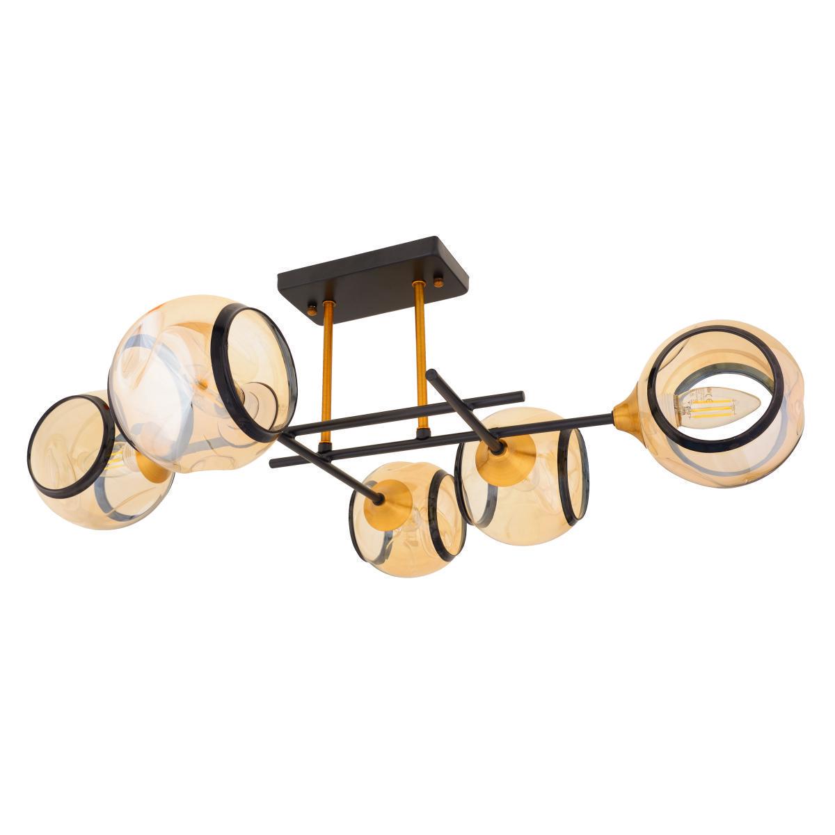 Люстра стельова Brille BL-699C/5 E27 BK/JGT з плафонами кулями