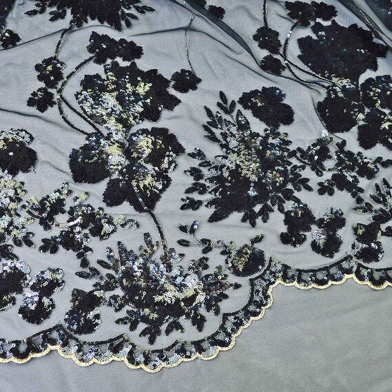 Ткань сетка с пайетками IDEIA Майра 1,4 м Темно-синий (2200004175010)