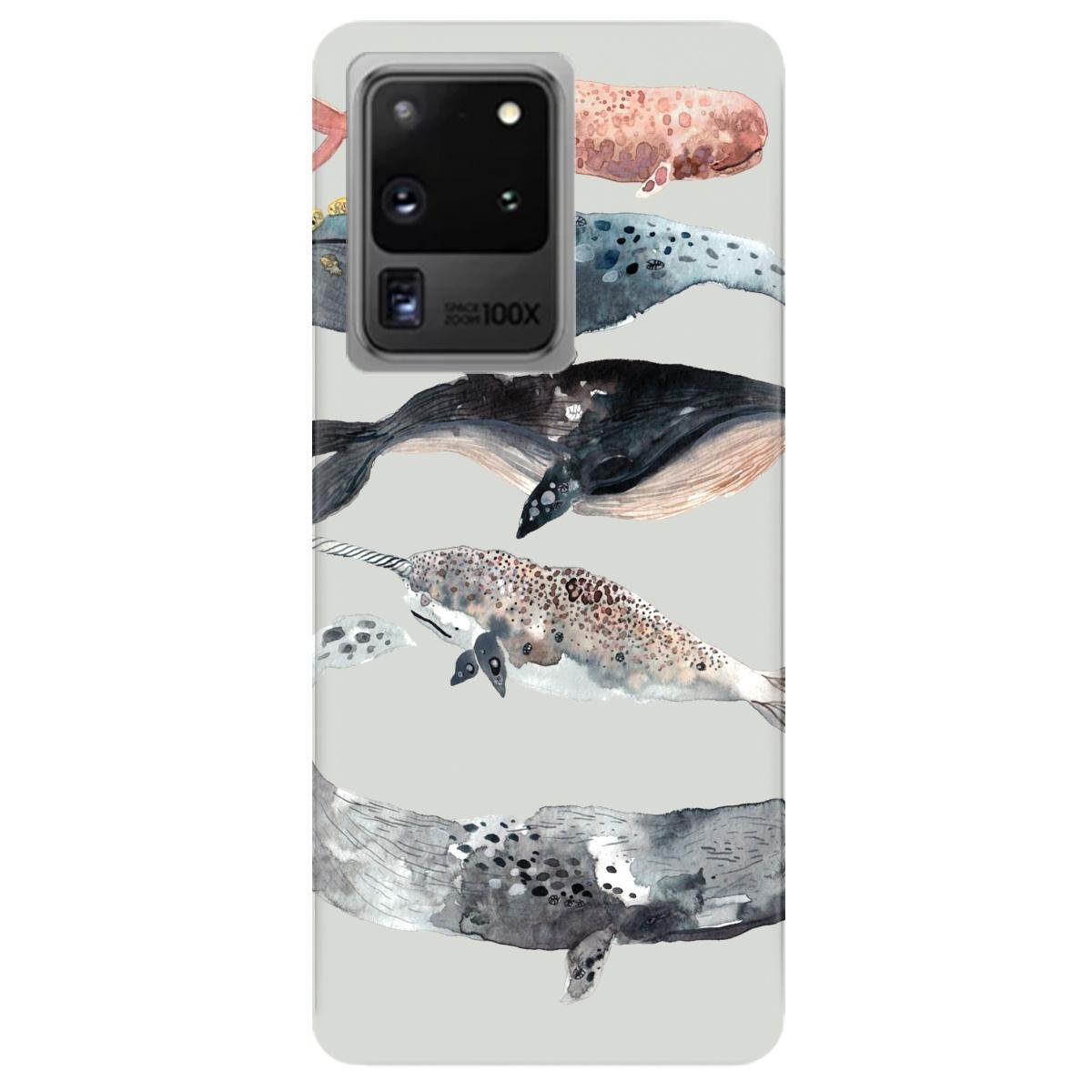 Силіконовий чохол Zorrov для Samsung Galaxy S20 Ultra - Whales white (14280080226114446)